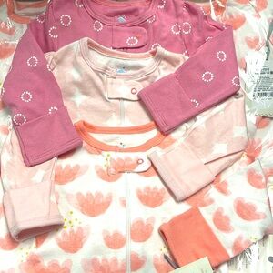 Cloud Island Baby Sleepers 3 Pack Zippered Footed